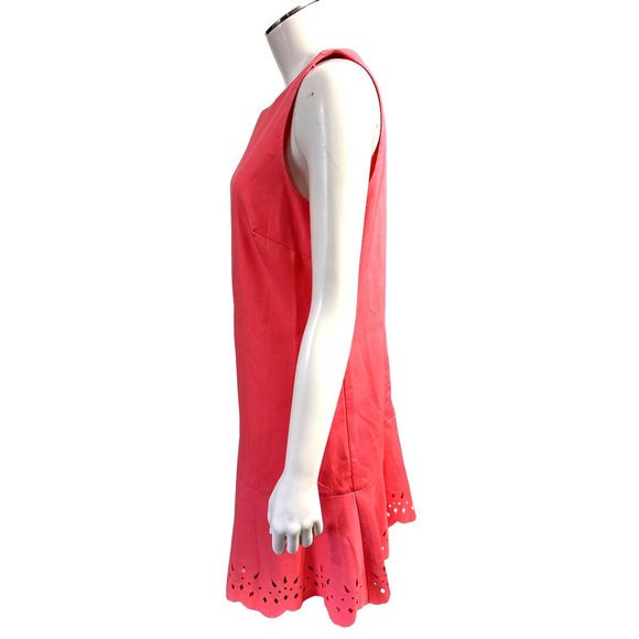 Ann Taylor LOFT Polyester Rayon Coral/Salmon Pink Sleeveless Shift Dress Size 4 - Picture 3 of 10